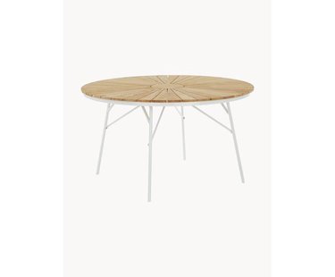 Ronde tuintafel Ellen met teakhouten tafelblad, in verschillende formaten