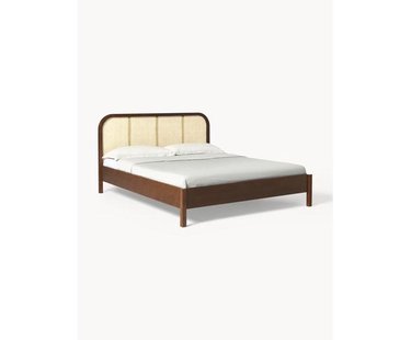 Houten bed Jones met hoofdeinde van Weens vlechtwerk