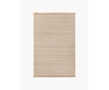 Handgeweven wollen vloerkleed Lars met franjes