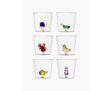 Handgemaakte waterglazen Animal Farm van borosilicaatglas, 6 stuks