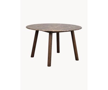 Ronde eikenhouten eettafel Taransay met marmeren blad