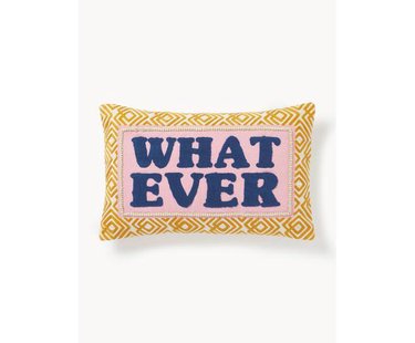 Kussenhoes Whatever met geborduurde tekst