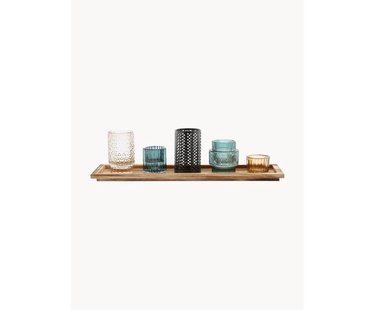 Windlichten Elviena met houten dienblad, set van 6