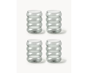 Mondgeblazen waterglazen Bubbly, 4 stuks