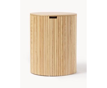 Ronde houten bijzettafel Nele met opbergruimte