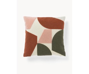 Katoenen kussenhoes Nomi met abstracte decoratie