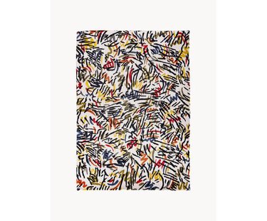 Platgeweven jacquard vloerkleed Graffito