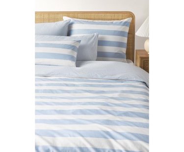 Gestreept katoenen dubbelzijdig dekbedovertrek Lorena