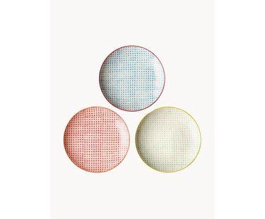 Handbeschilderde ontbijtbord Carla met een speels patroon, set van 3