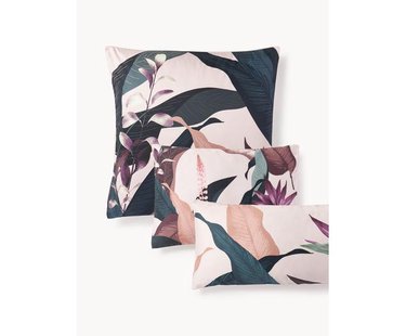 Katoensatijnen kussenhoes Flora
