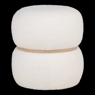 Madelon bouclé poef wit - Ø 38 cm