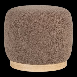 Kenna bouclé poef bruin - Ø 44,5 cm