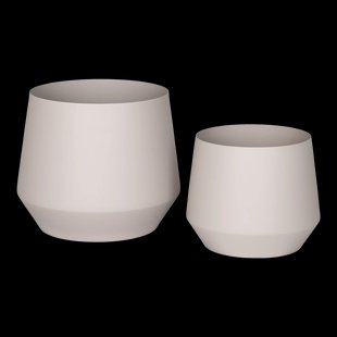 Yannick metalen bloempot beige - set van 2