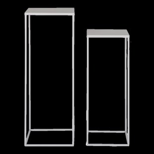 Sebas metalen plantenzuil lichtgrijs - set van 2 Sebas metalen plantenzuil lichtgrijs - set van 2