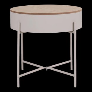 Sef metalen bijzettafel beige - met opbergruimte - Ø 40 cm