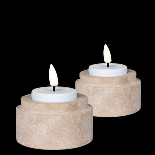 Joah travertijn kaarsenhouder naturel - set van 2