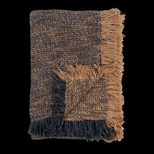 Janna plaid donkerblauw/geel - 170 x 130 cm