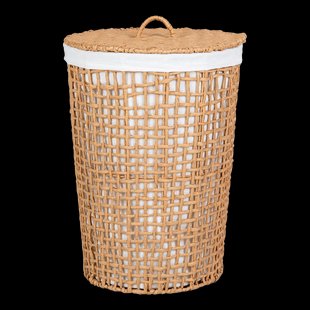 Elsa wasmand met deksel naturel - Ø 42 x 56 cm