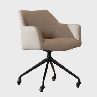 Bronx71 Eetkamerstoel met wieltjes Isak taupe gerecyclede stof