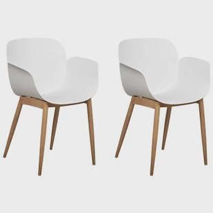 Beliani - ABILENE - Eetkamerstoelen set van 2 - Wit - Plastic Beliani - ABILENE - Eetkamerstoelen set van 2 - Wit - Plastic