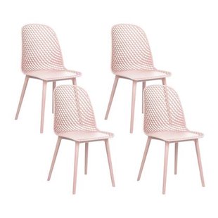 Beliani - EMORY - Eetkamerstoelen set 4 - Pastelroze - Synthetisch