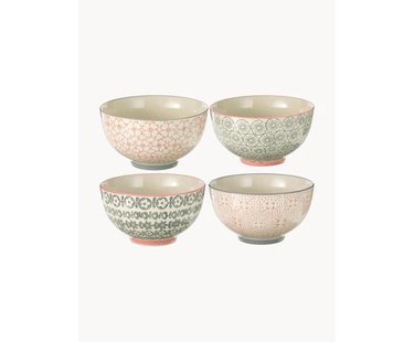 Schalen C&eacute;cile met klein patroon, 4-delig