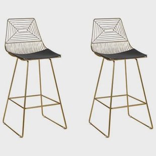 Beliani - BISBEE - Barkruk set van 2 - Goud - Metaal