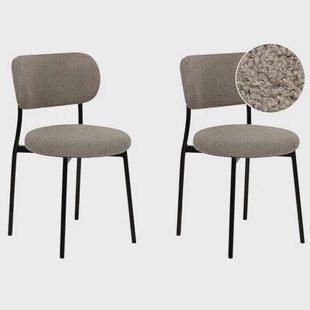 Beliani - CASEY - Eetkamerstoelen set van 2 - Taupe - Bouclé