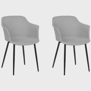 Beliani - ELIM - Eetkamerstoel set van 2 - Lichtgrijs - Polyester