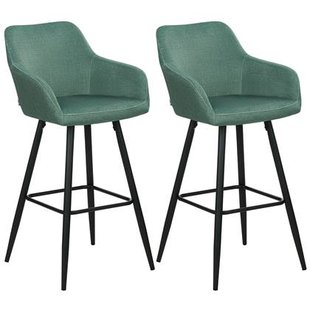 Beliani - CASMALIA - Barkruk set van 2 - Donkergroen - Fluweel