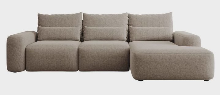 Hoekbank met slaapfunctie Calvados rechts chenille met lendekussens | Selsey Design