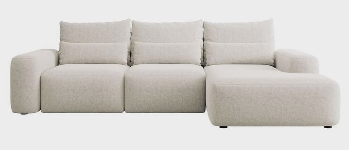 Hoekbank met slaapfunctie Calvados rechts chenille met lendekussens | NADUVI Collection