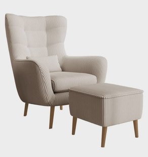 Fauteuil met hocker Verdiro ribstof | NADUVI Collection