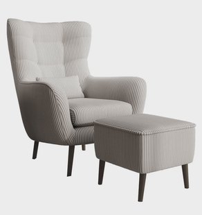 Fauteuil met hocker Verdiro ribstof | NADUVI Collection