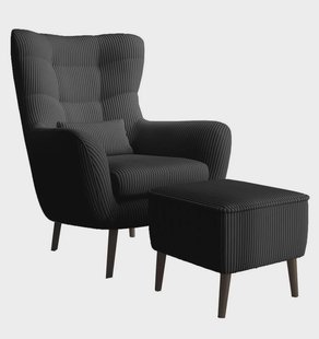 Fauteuil met hocker Verdiro ribstof | NADUVI Collection
