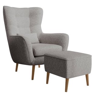 Fauteuil met hocker Verdiro bouclé | NADUVI Collection