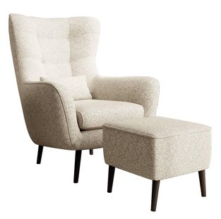 Fauteuil met hocker Verdiro bouclé | NADUVI Collection