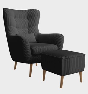 Fauteuil met hocker Verdiro ribstof | NADUVI Collection