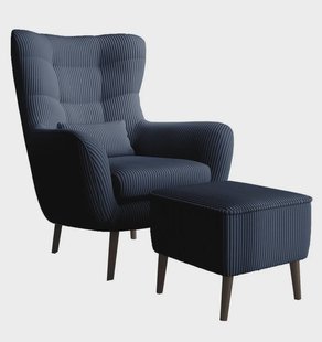 Fauteuil met hocker Verdiro ribstof | NADUVI Collection