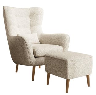 Fauteuil met hocker Verdiro bouclé | NADUVI Collection Fauteuil met hocker Verdiro bouclé | NADUVI Collection