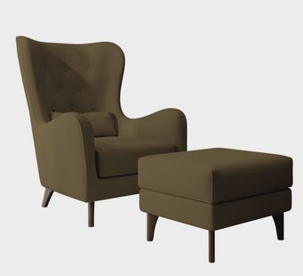 Fauteuil met hocker Casara velvet | NADUVI Collection