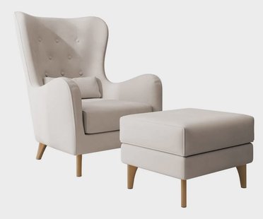 Fauteuil met hocker Casara velvet | NADUVI Collection