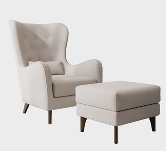 Fauteuil met hocker Casara velvet | NADUVI Collection