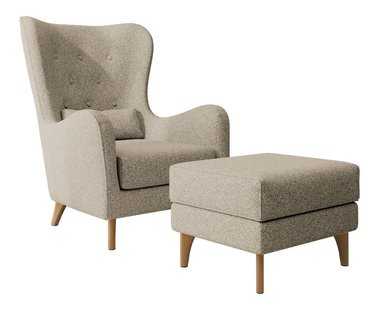Fauteuil met hocker Casara bouclé | NADUVI Collection