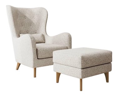 Fauteuil met hocker Casara bouclé | NADUVI Collection