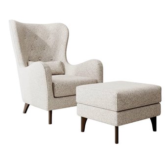 Fauteuil met hocker Casara bouclé | NADUVI Collection