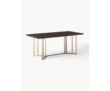 Eettafel Luca van mangohout met visgraat-patroon, in verschillende formaten