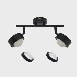 Lindby spot Jyla, zwart, lens, 3.000 K, 2-lamps, GX53