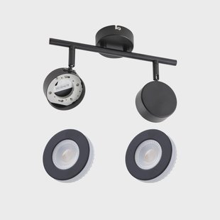 Lindby spot Jyla, zwart, 4.000 K, 2-lamps, GX53