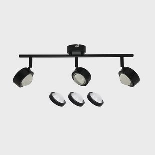 Lindby spot Jyla, zwart, lens, 3.000 K, 3-lamps, GX53